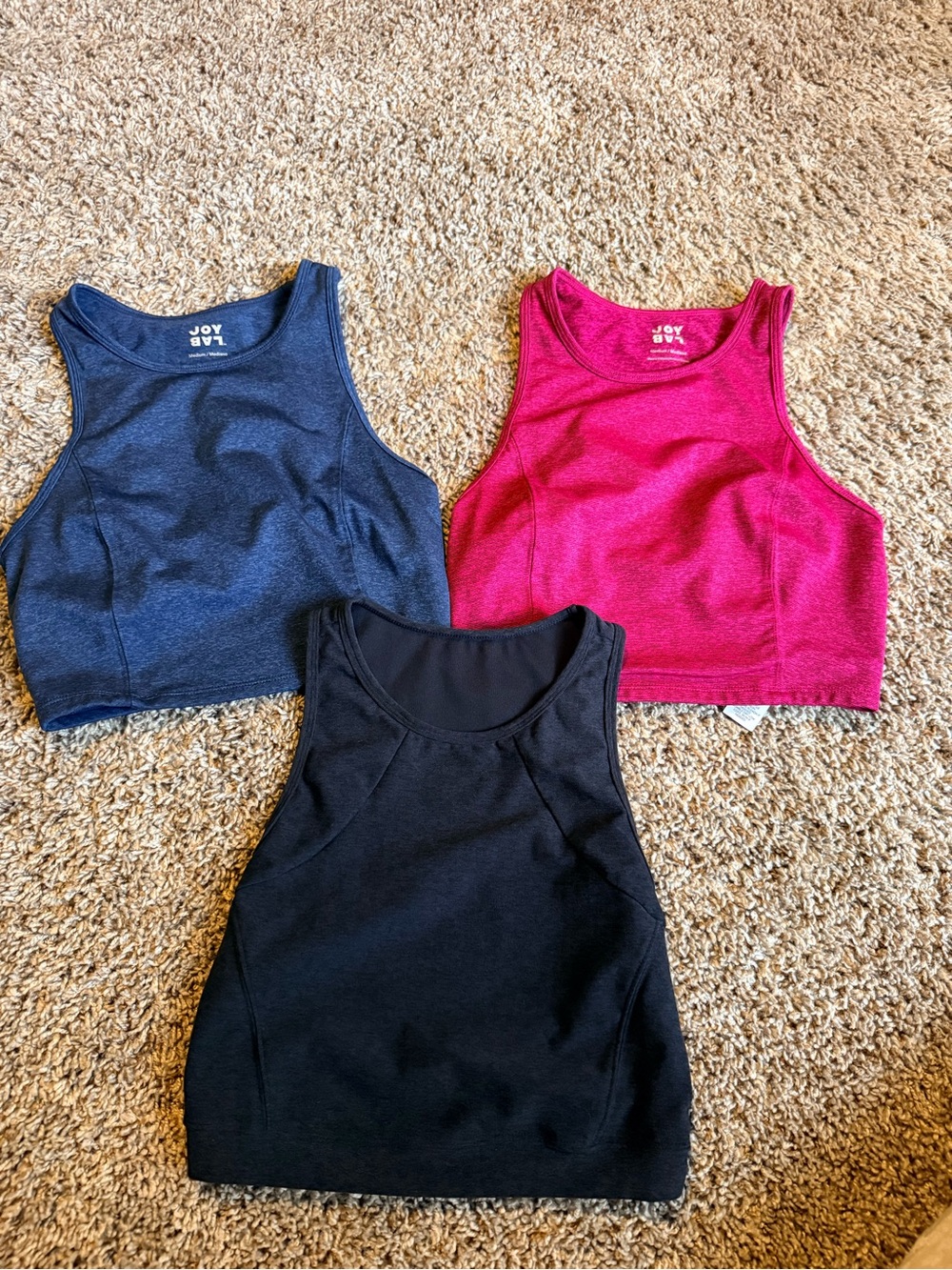 Size M - JoyLab Three-Pack Cropped Racerback Tanks